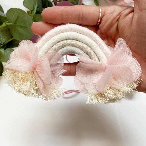 Macrame Rainbow Garland, Pom Pom Rainbow Garland, Yarn Macrame Mini Rainbows - Picture 6 of 6